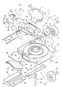 Mower Housing Assembly Diagram and Parts List for 22755X50B 1997 Briggs and Stratton Lawn Mower